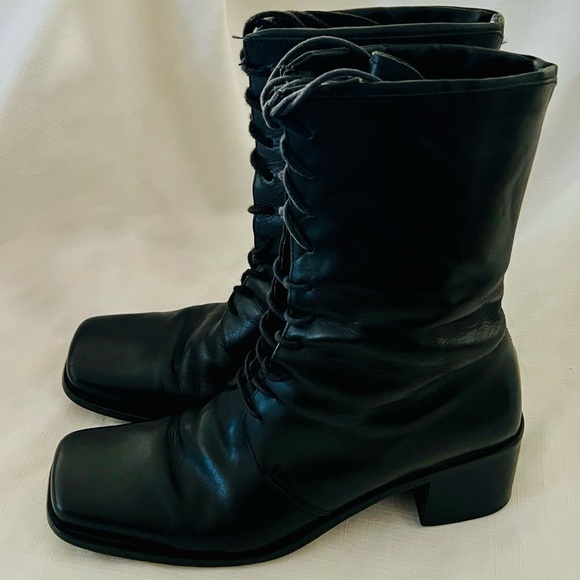 Shoes - Black Leather Women's Boots / Made in Brazil